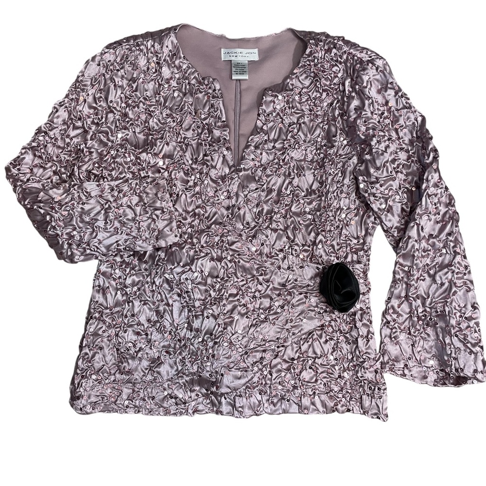 Jackie Jon Large‎ 100% Polyester Purple Black Flower Sequined Jacket